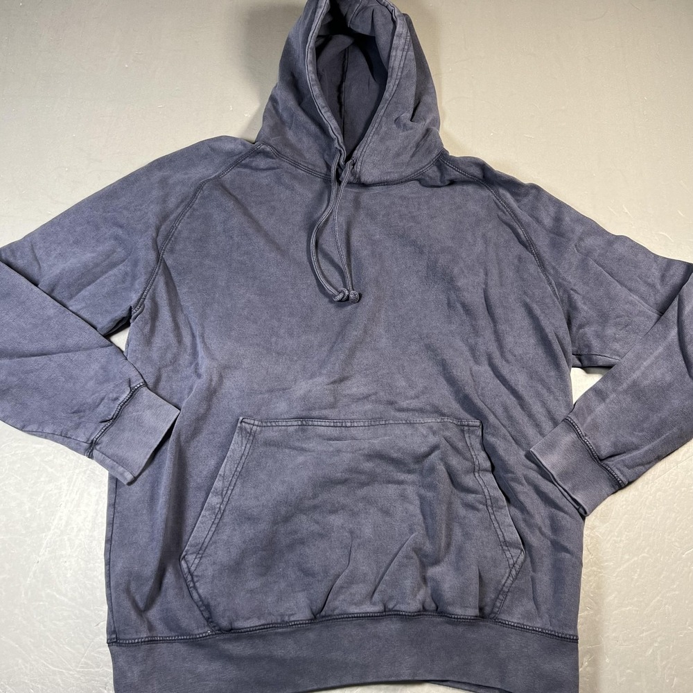 L7 Pullover‎ Hoodie Sweatshirt Mens Large Blue Gray Raglan Kangaroo